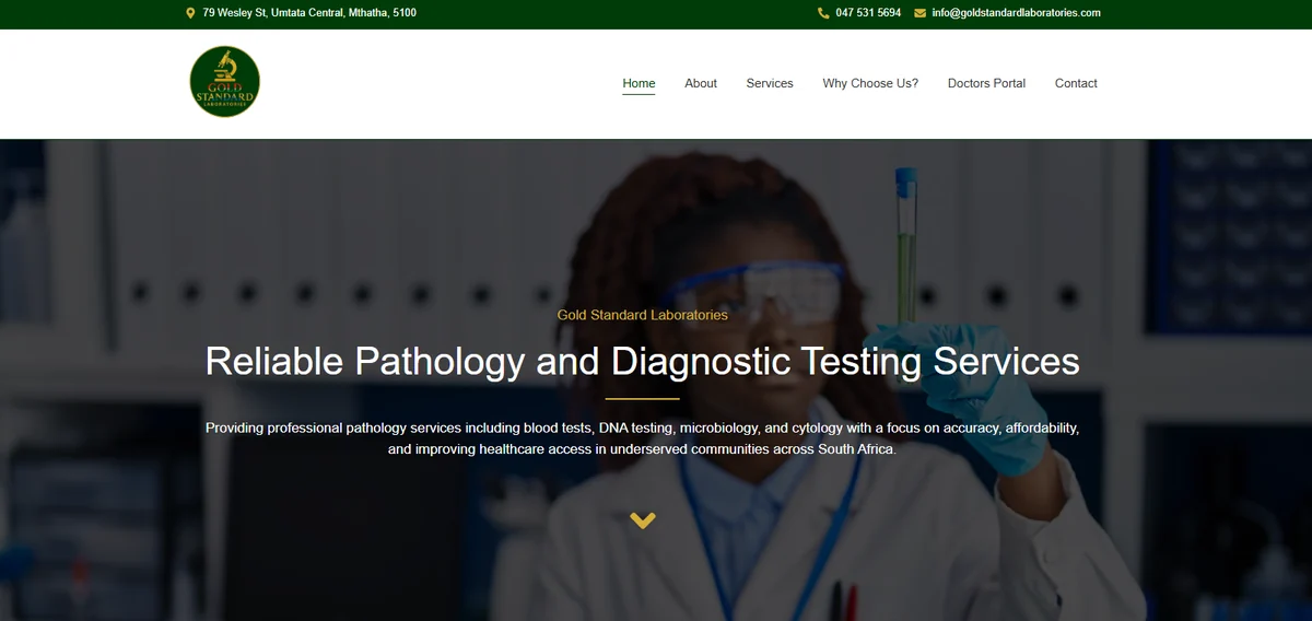 goldstandardlaboratories.com website, built by Hostking