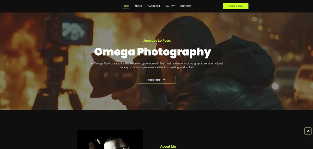Omega Photography website example